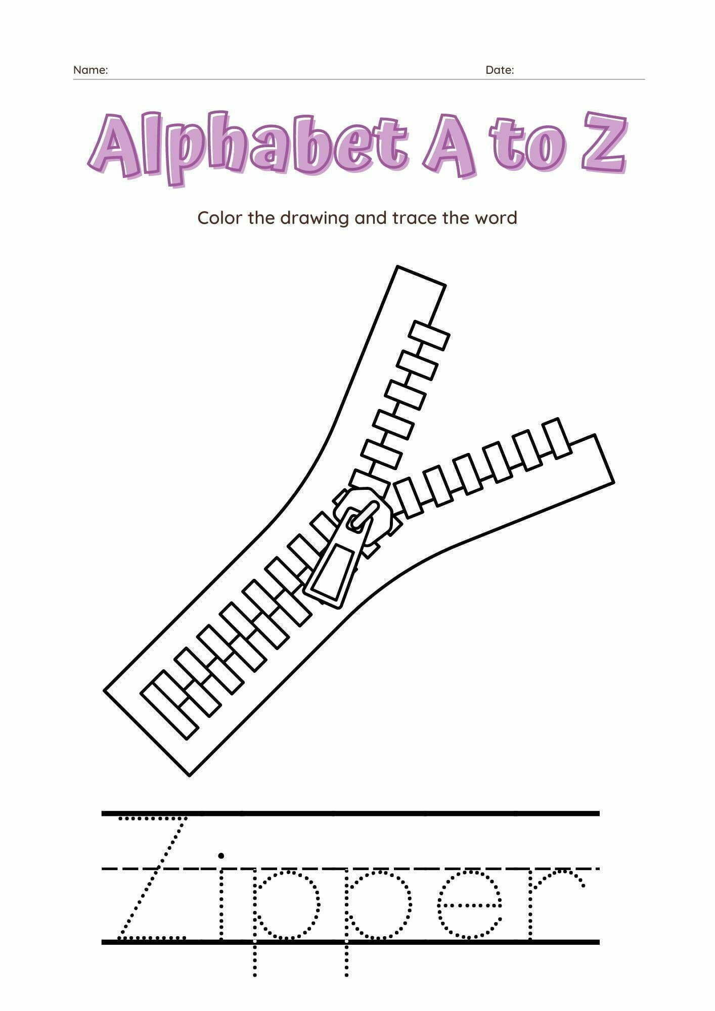 A to Z Free Printable Alphabet Coloring Pages for Kids